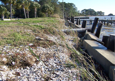 Indian Creek failing seawall before
